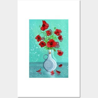 Vase with poppies Posters and Art